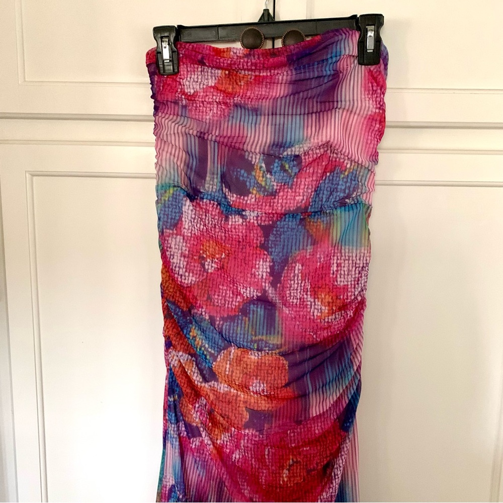 By ANTHROPOLOGIE The Soleil Slim Strapless Ruched Mesh Dress SZ S/Small MSRP$168 - Picture 5 of 8